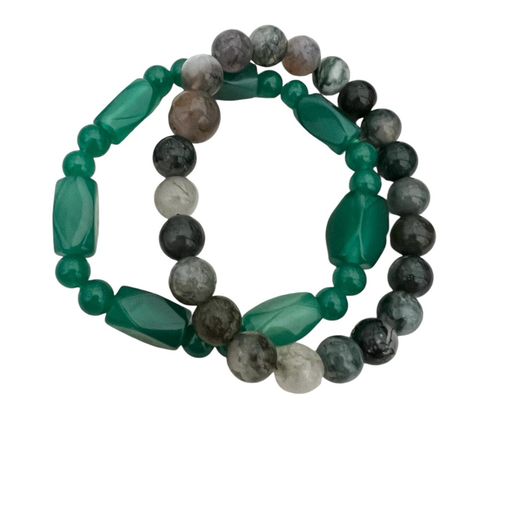 Black And Green Bracelet beaded bracelet, Elastic Bracelet For Unisex